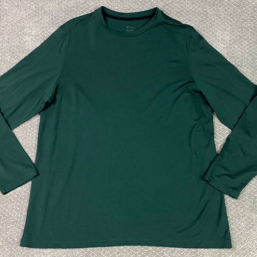 Ibex Base Layer Merino Wool Shirt Men's XL Green Performance Stretch Outdoor